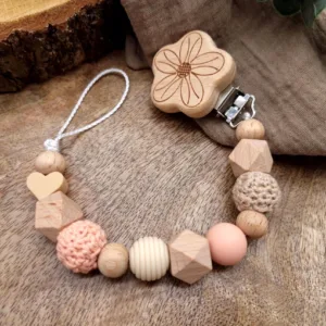 Schnullerkette Apricot/Beige