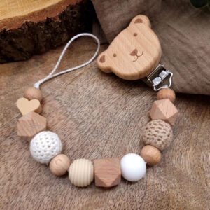 Schnullerkette Beige/Weiß