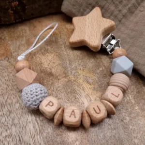 Schnullerkette mit Namen "Schlichte Farben"