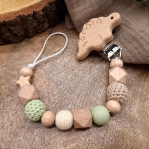 Schnullerkette Matchagrün/Beige