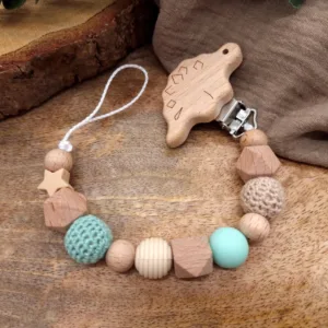 Schnullerkette Mint/Beige