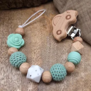 Schnullerkette "Blume" in Mint